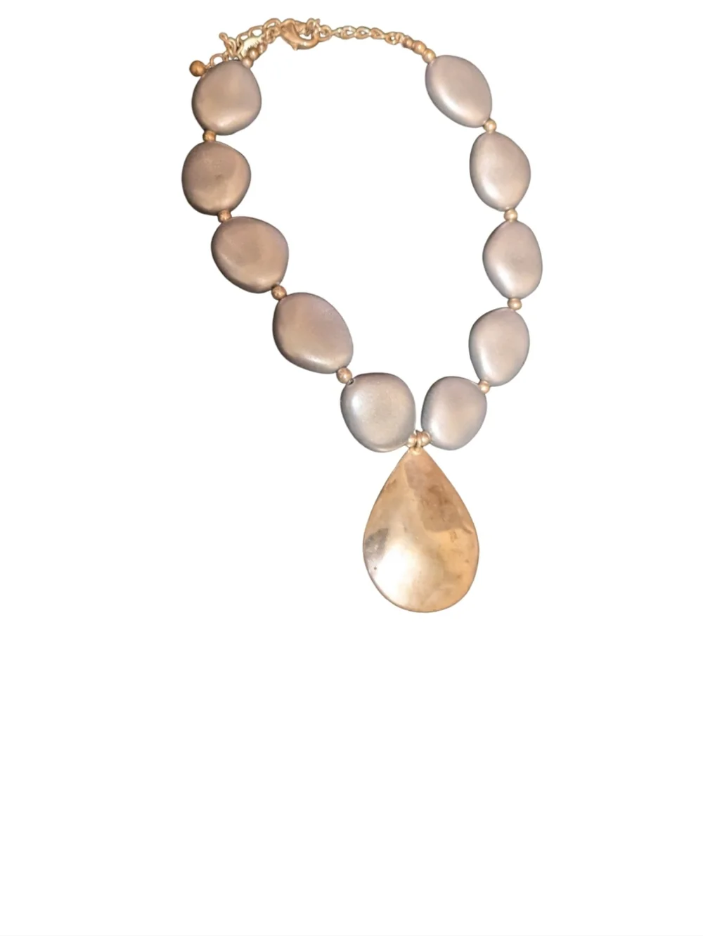 Chico’s Chunky Statement Necklace Gold & Silver Tone with Large Pendant - EUC - Picture 2 of 5